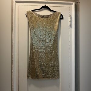 Alice + Olivia Shimmering Gold Mini Dress